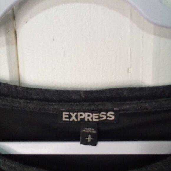 Express Dress Women S 3/4 Sleeve Sparkle Lined Black Gray - Picture 12 of 15